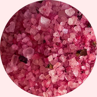 Premium European sea salt gives our rose bath salts a pebbly texture.