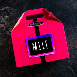The label on this self care gift for new moms reads "MILF," and it's full of quality natural bath products.