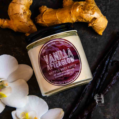 Badgerface Beauty Supply's sparkly body butter is scented with warming vanilla and ginger essential oils.