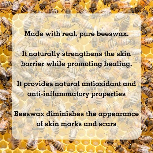 Beeswax nourishes your lips by promoting healing and providing anti-inflammatory properties.