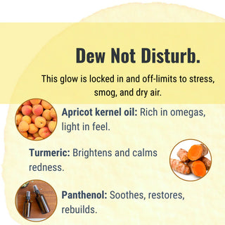 Our turmeric face lotion features brightening turmeric, apricot kernel oil, and panthenol.