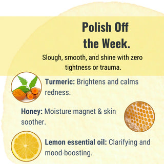 Unlock the benefits of using a turmeric face scrub with this one, featuring honey, lemon, and carrot extracts.