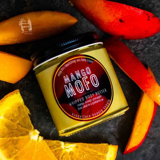 This whipped body butter with shea and mango butter is scented with natural mango, orange, and pineapple extracts.